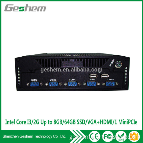 New core i3 fanless industrial mini pc with 2 Lan 6COM intel i3 processor 4G 64GB mini pc x86